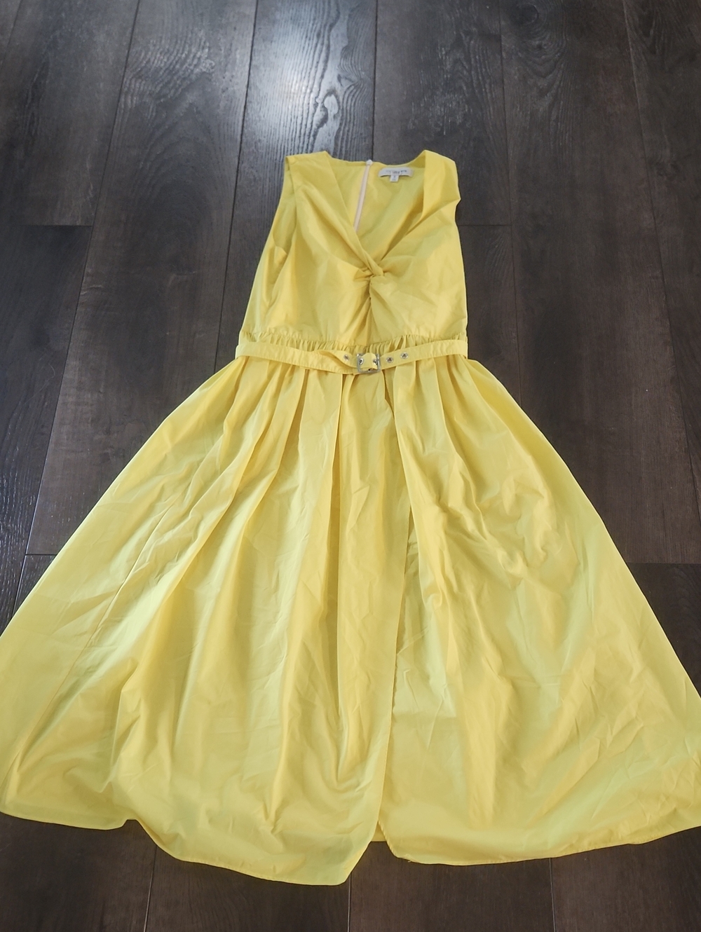 TOCCIN X RTR Bright Yellow Nylon Sleeveless Twist Front Dress Size 8